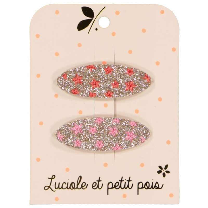 Luciole et Petit Pois - Barrettes étoilées - Rose (paire)