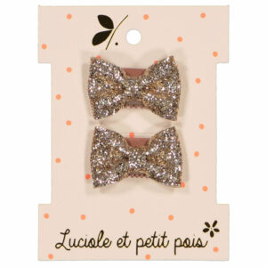 Luciole et Petit Pois - Barrettes mini papillon (pinces "peigne") - Glitter or (paire)