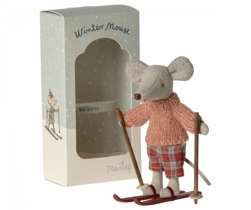 Wintermaus mit Ski Große Schwester – Bild 3