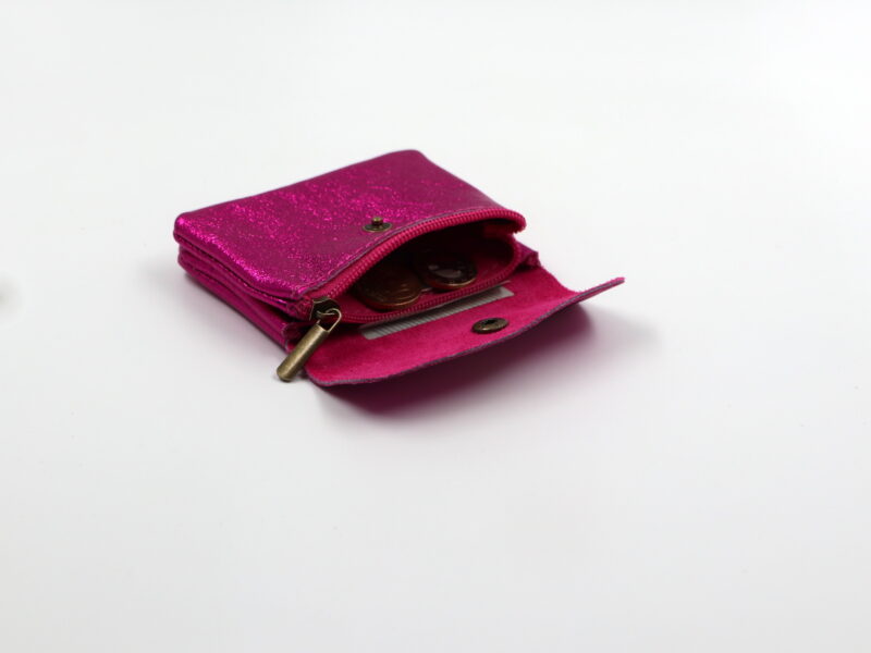 Kleines Portemonnaie "Metallic-Look" – Pink – Bild 4
