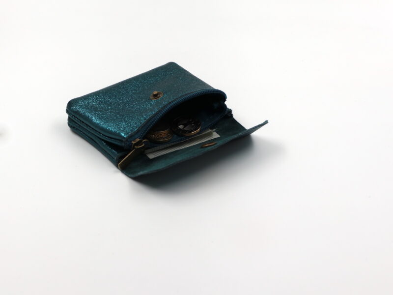 Kleines Portemonnaie "Metallic-Look" –  Petrol – Bild 4
