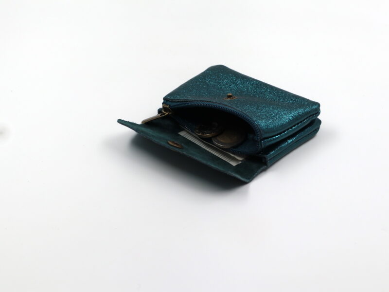 Kleines Portemonnaie "Metallic-Look" –  Petrol – Bild 3