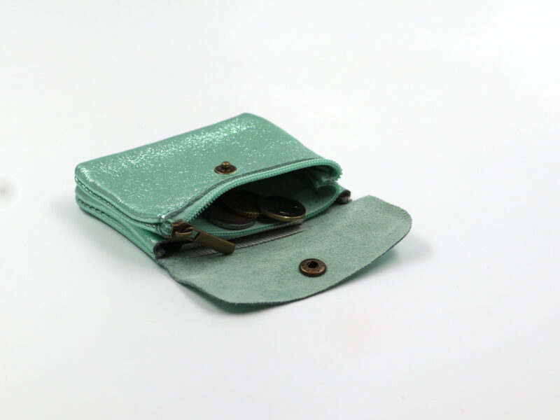 Kleines Portemonnaie "Metallic-Look" –  Aqua – Bild 4