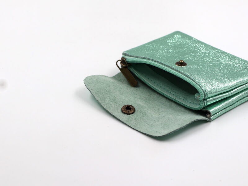 Kleines Portemonnaie "Metallic-Look" –  Aqua – Bild 2