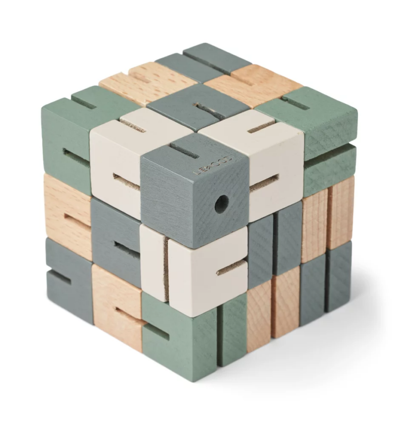 3D Holzpuzzle "Gavin Cube" – Faune Green Mix