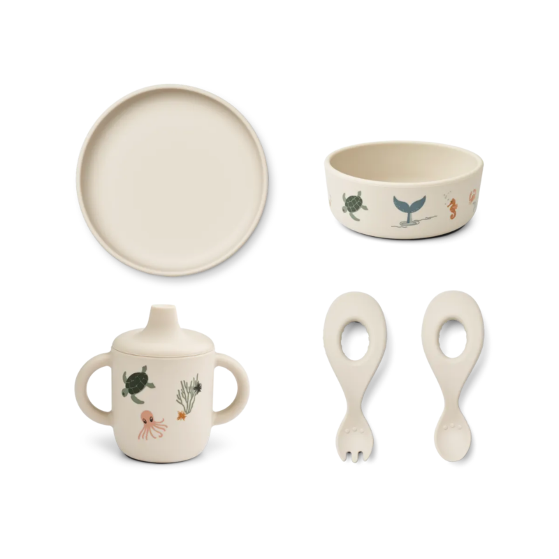 Liewood - Ryle Printed Tableware Set (Sea creature / Sandy)