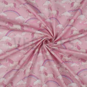 verhees textiles - Digital unicorns and rainbows - light pink