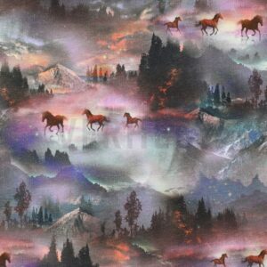 verhees textiles - FRENCH TERRY DIGITAL MYSTICAL HORSES