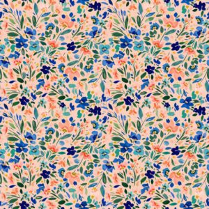 verhees textiles - JERSEY DIGITAL WILD FLOWERS - LIGHT SALMON