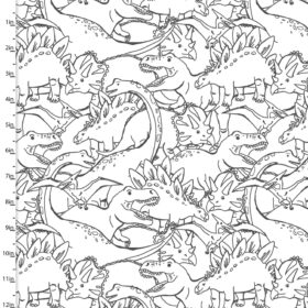 3 wishes fabrics - Totally Roarsome - Outlines White