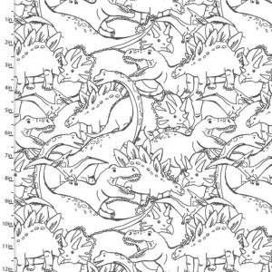 3 wishes fabrics - Totally Roarsome - Outlines White