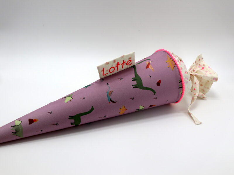 Schultüte "Dinos mauve" mit Namen – Bild 2