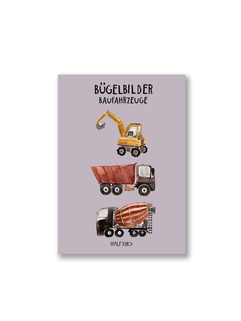 Bügelbild - 3er Set –  Baufahrzeuge – Bild 2