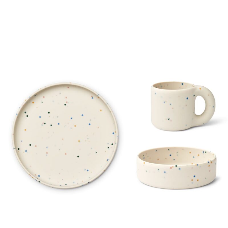 Kindergeschirr aus Silikon "Andie Junior Set" – Splash Dots / Sea Shell – Bild 2