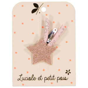 Luciole et Petit Pois - Barrette étoile filante - Glitter rose