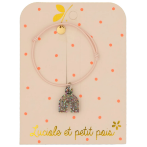 Luciole et Petit Pois - Bracelet cordon élastique - Rose pâle (arc-en-ciel multicolore)