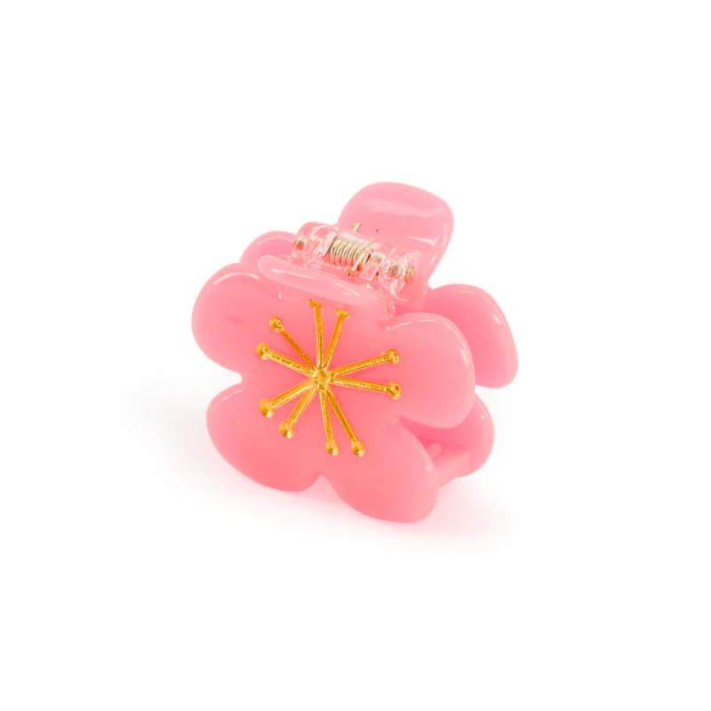 Kleine Haarklammer "Mini Pince" – Fleur de Sakura / Rose Fluo – Bild 2