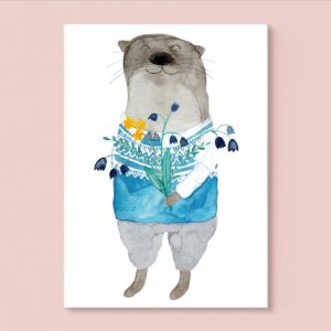 Frau Ottilie - Postkarte *Otter mit Blumen*