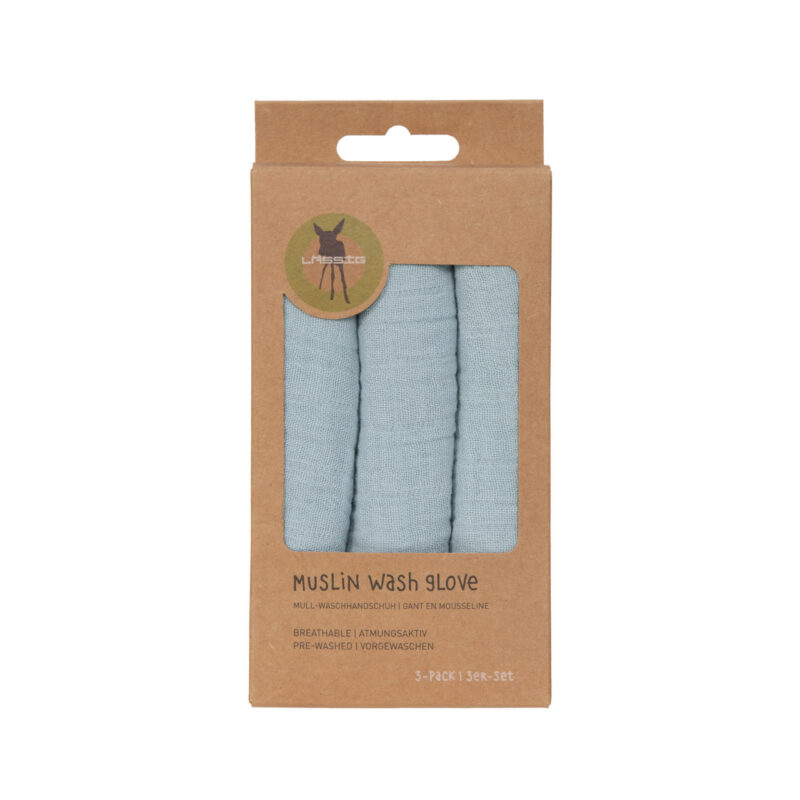 Mull Waschlappen "Baby" 3er Set – Hellblau) – Bild 3