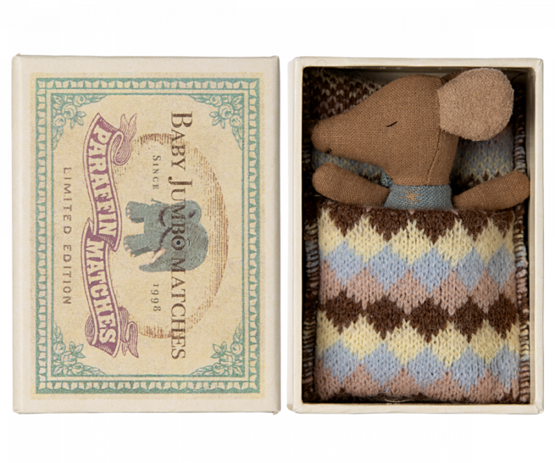 Babymaus "Sleepy/Wakey" in Streichholzschachtel – Blau – Bild 2