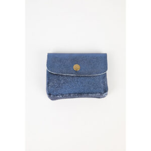 Kleines Portemonnaie "Metallic-Look" – Jeansblau