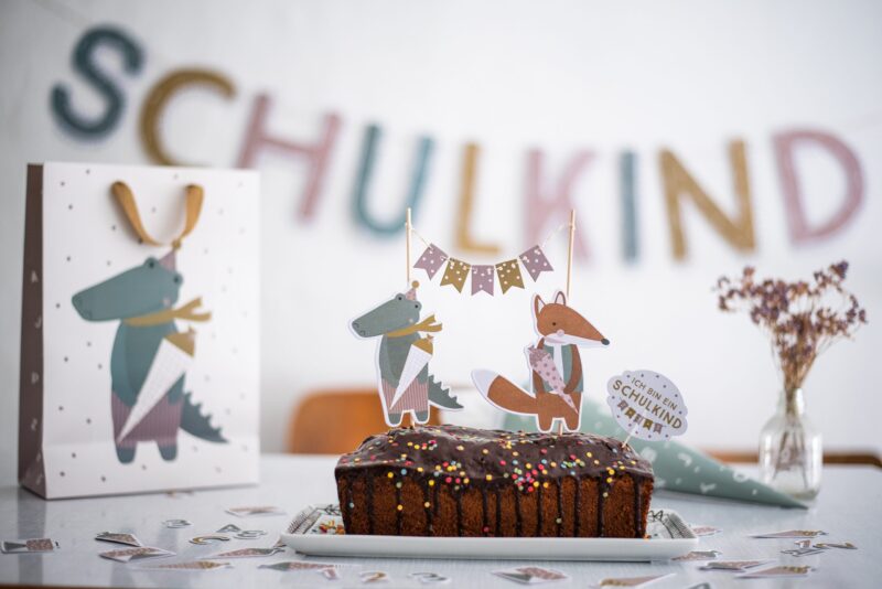 Kuchendekoration "Cake Topper" – Schulkind / Pastell - Kroko & Fuchs – Bild 3