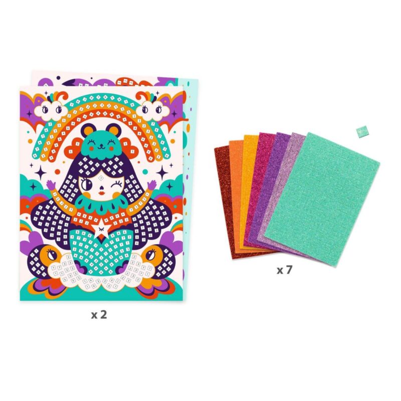 Kreativ-Set "Mosaik" – Glitzer Kokeshi – Bild 3