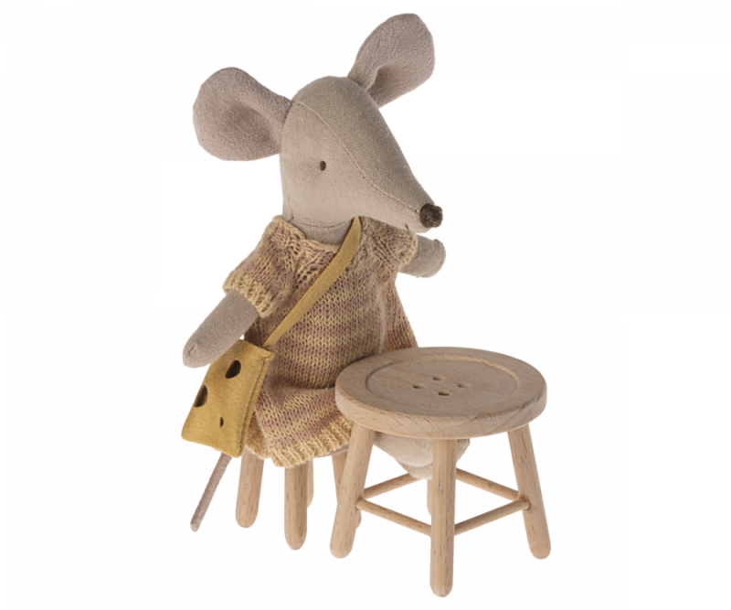 Tisch und Hocker Set "Knopf-Look" aus Holz – Bild 2