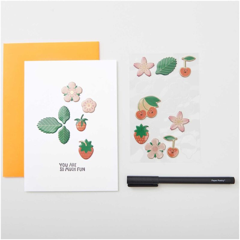 3D-Sticker "Paper Poetry" – ERDBEEREN & KIRSCHEN 14 STÜCK – Bild 3