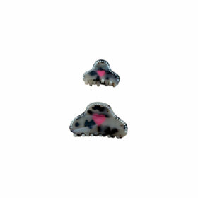 vonrike - HAARKLAMMER HEART - KLEIN / LEO Grau mit Neon Pink