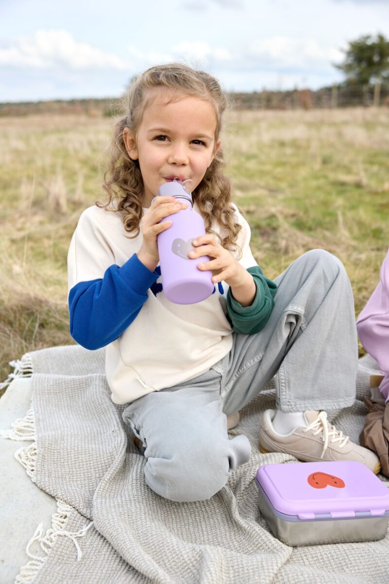 Trinkflasche aus Edelstahl für Kinder "Little Gang" – Herz / Lila – Bild 2