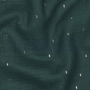 verhees textiles - Double Gauze - Goldene Sprinkle (dark green gold)