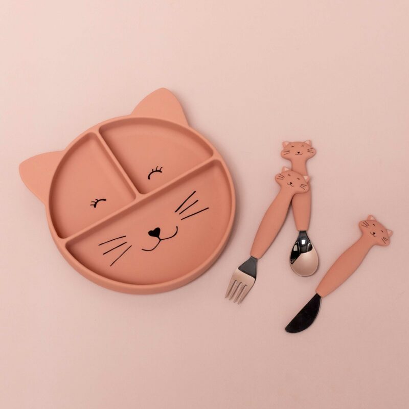 Kinderbesteck aus Silikon 3er Set - Mr.  Mrs. Cat – Bild 3