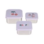 lässig - Snackbox Stainless Steel 3 pcs Happy Fruits Cherry