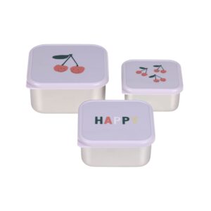 lässig - Snackbox Stainless Steel 3 pcs Happy Fruits Cherry