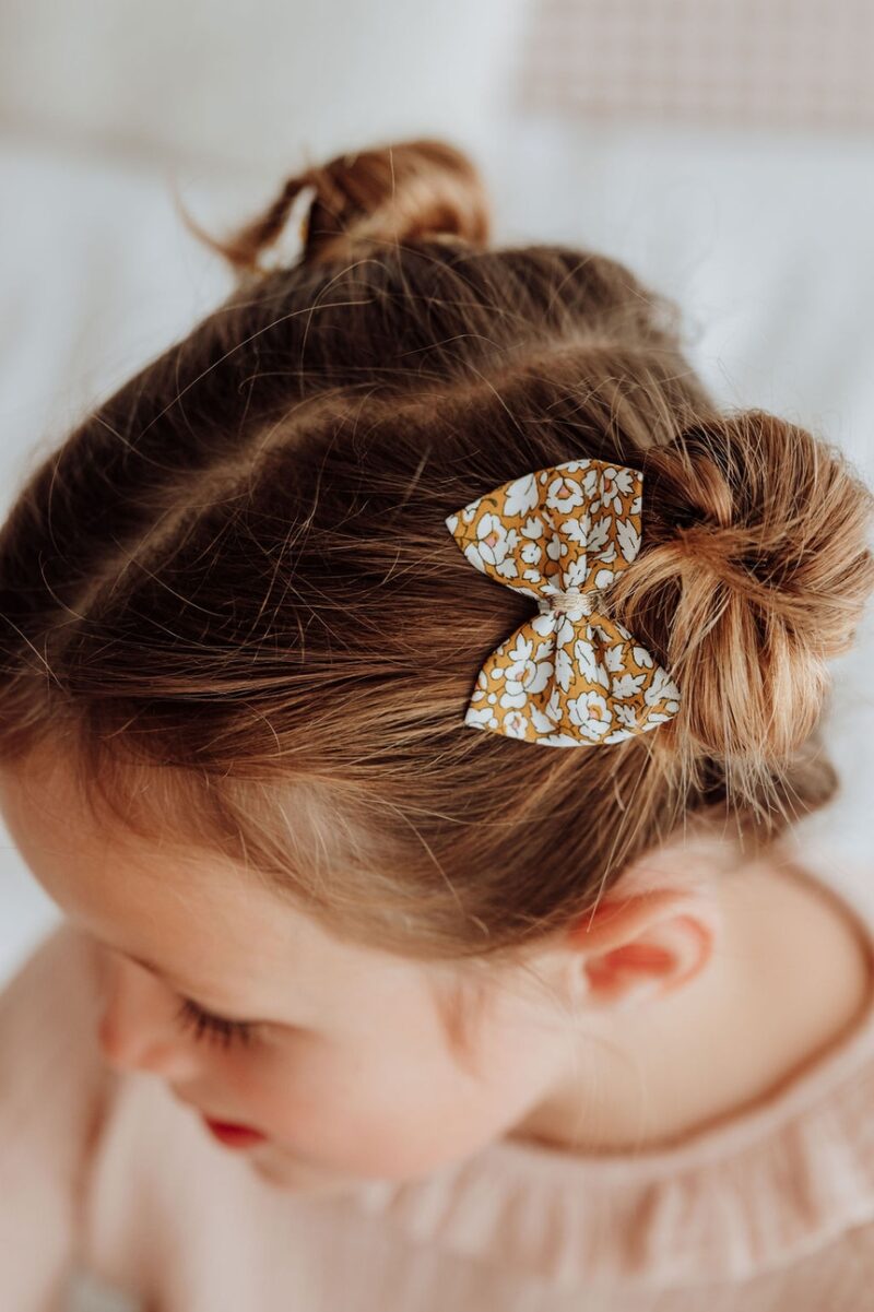 Haarspange "Barrette Nœud Ruban" – Liberty Feather Meadow / Ocker – Bild 2