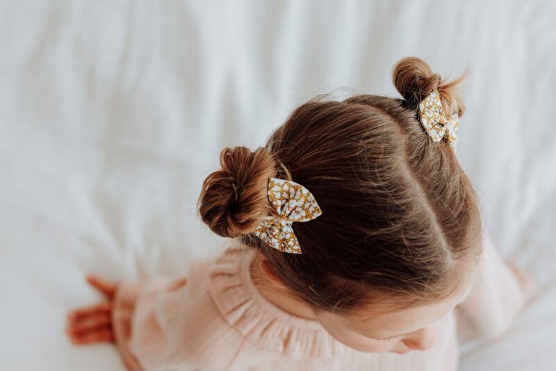 Haarspange "Barrette Nœud Ruban" – Liberty Feather Meadow / Ocker – Bild 3