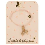 Luciole et Petit Pois - Elastisches Kordelarmband - Hellrosa (goldene Schleife) Luciole et Petit Pois - Elastisches Kordelarmband - Hellrosa (goldene Schleife)