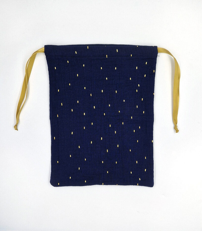 Geschenkbeutel "LottiBag" aus Stoff – Goldene Sprinkle navy – Bild 3