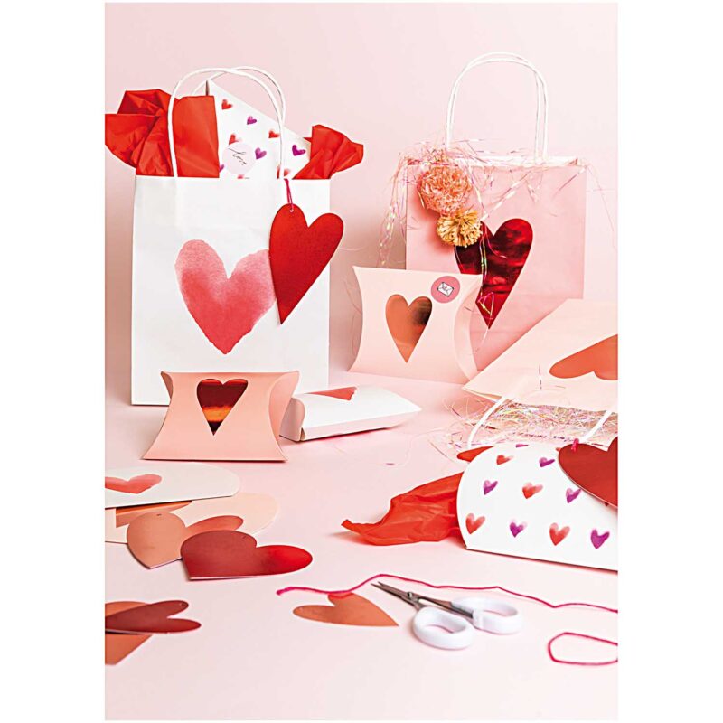 Papiertüten mit Henkel – Rosa Herzen Mix – Bild 5