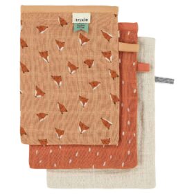 Trixie Baby - Mullwaschhandschuhe 3-pack mix - Fierce Fox