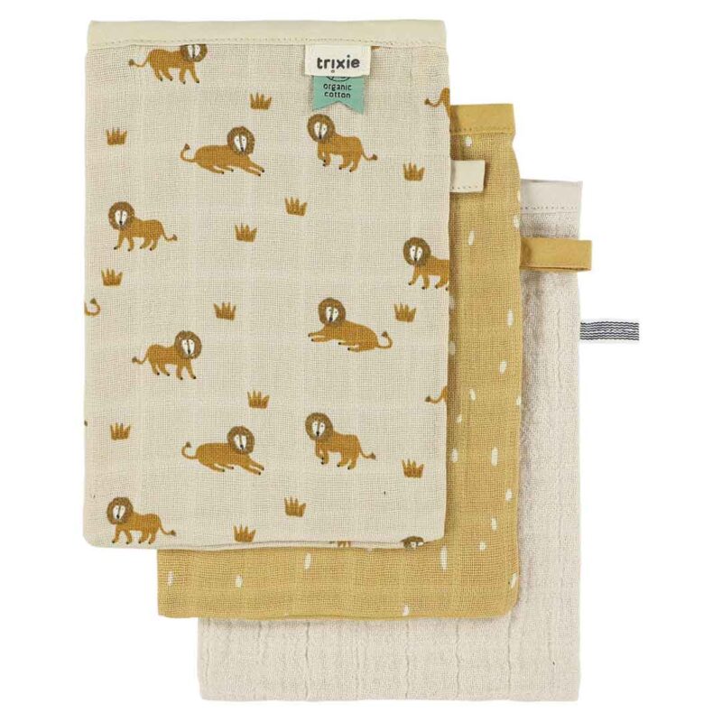 Trixie Baby - Mullwaschhandschuhe 3-pack mix - Lively Lion