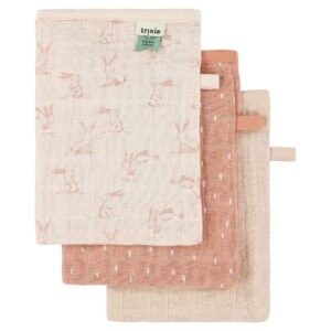 Trixie Baby - Mullwaschhandschuhe 3-pack mix - Rosy Rabbit