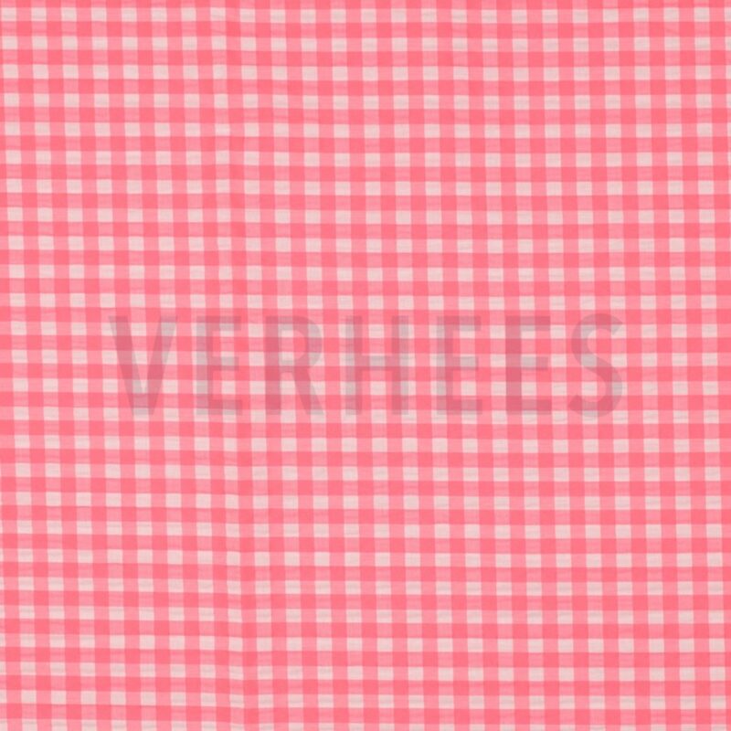 verhees textiles - Cotton Yarn Dyed Neon Checks - Pink