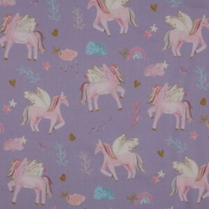 verhees textiles - Fine Poplin Digital - Unicorns - Lavender