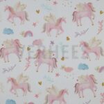 verhees textiles - Fine Poplin Digital - Unicorns - White