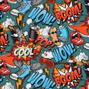 verhees textiles - Jersey - Digital Graffiti - Blue
