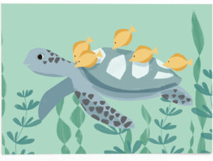 Vierundfünfzig Illustration - Postkarte Schildkröte