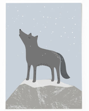 Vierundfünfzig Illustration - Postkarte Wolf