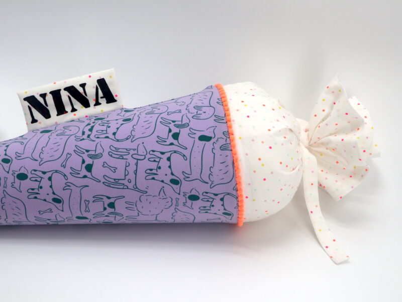 Schultüte "Lila Hunde"- mit Namen – Bild 4